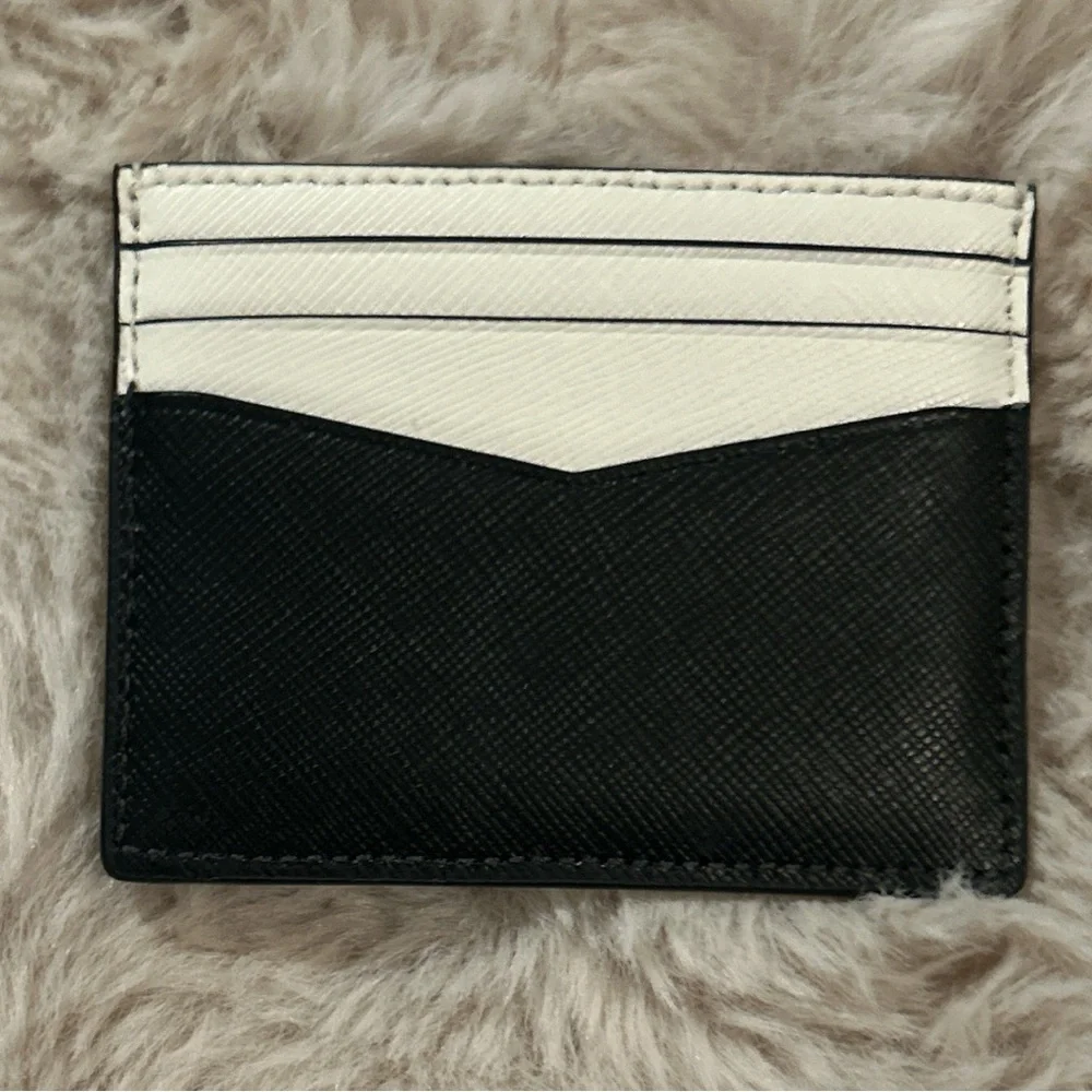 Kate Spade Staci Slim Color Block Card Holder Black and Cream NWT - Picture 2 of 5